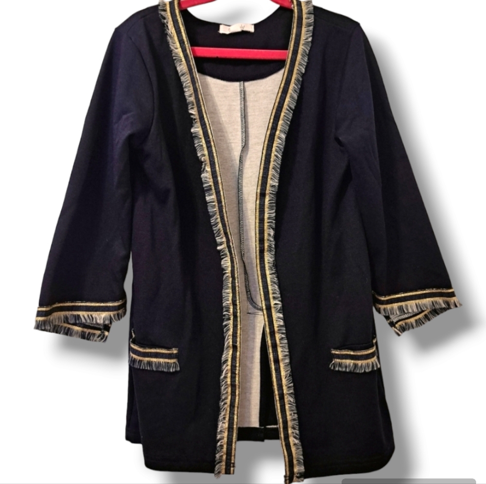 Gorgeous boho gold navy girl cardigan